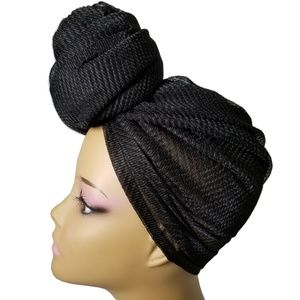 Stretch Head Wrap Scarf Long Black Head Wrap